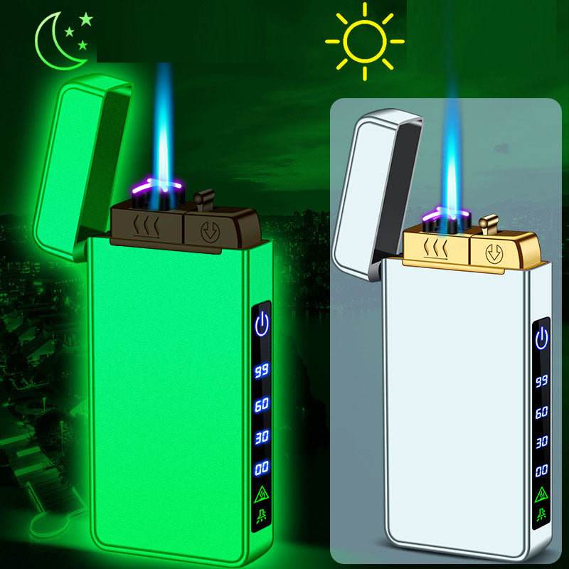 Gas electric triple fire metal windproof inflatable charging lighter personalized and creative trendy gift