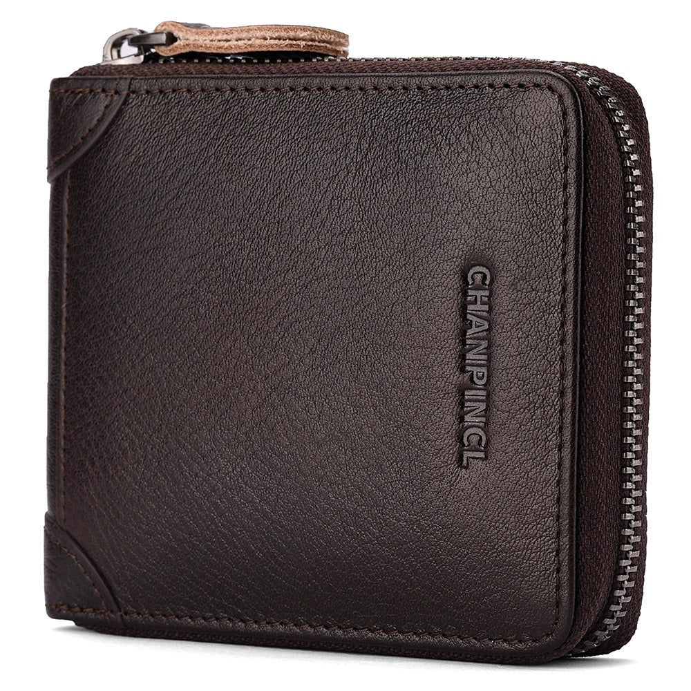Men's Wallet Leather Zipper Wallet