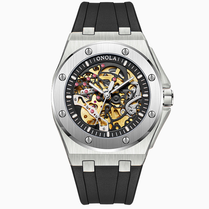 Fully automatic mechanical watch for men fashionable multi-color waterproof watch