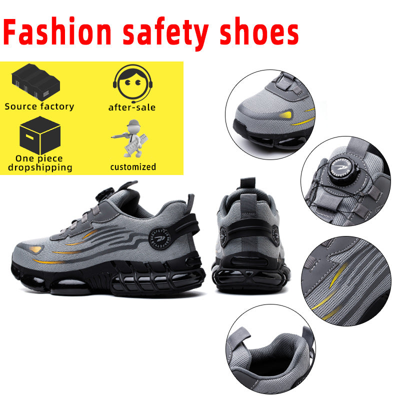 Button on/off no tie wear-resistant shoes anti piercing breathable and safe shoes