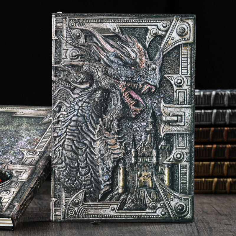 Retro Embossed Evil Dragon Notebook Metal Three-Dimensional Dinosaur European-Style Notebook