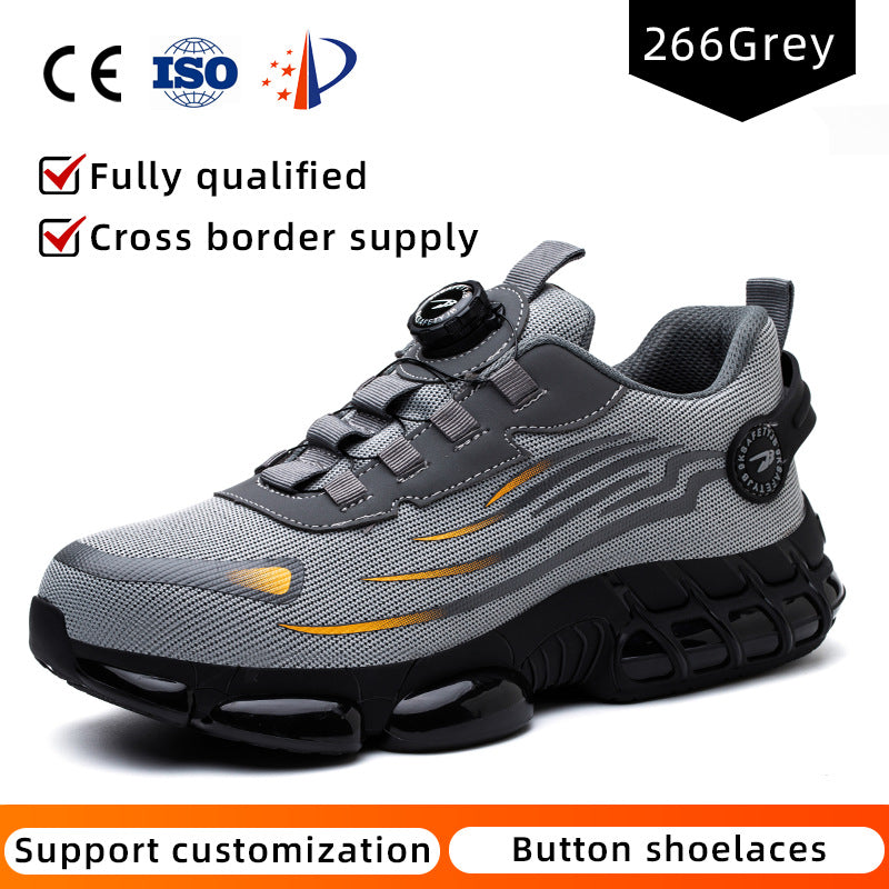 Button on/off no tie wear-resistant shoes anti piercing breathable and safe shoes