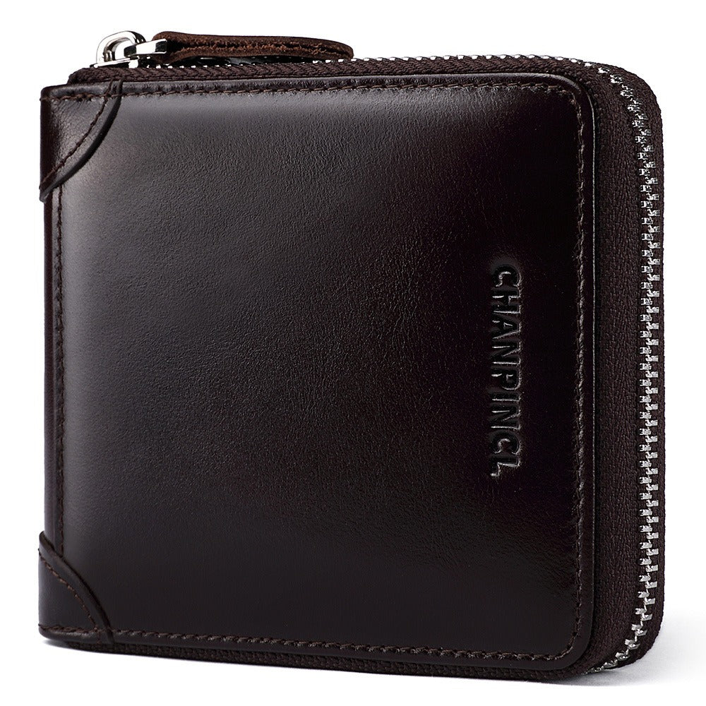 Men's Wallet Leather Zipper Wallet