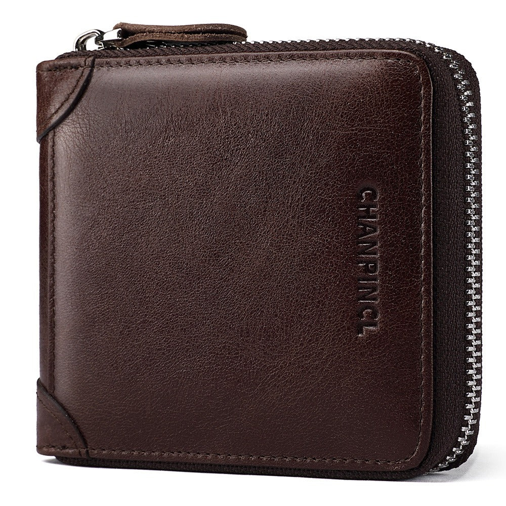 Men's Wallet Leather Zipper Wallet