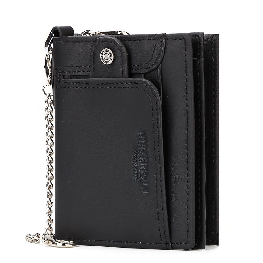 Men's Wallet Leather Zipper Wallet Large Capacity Multi-Card Coin Pocket
