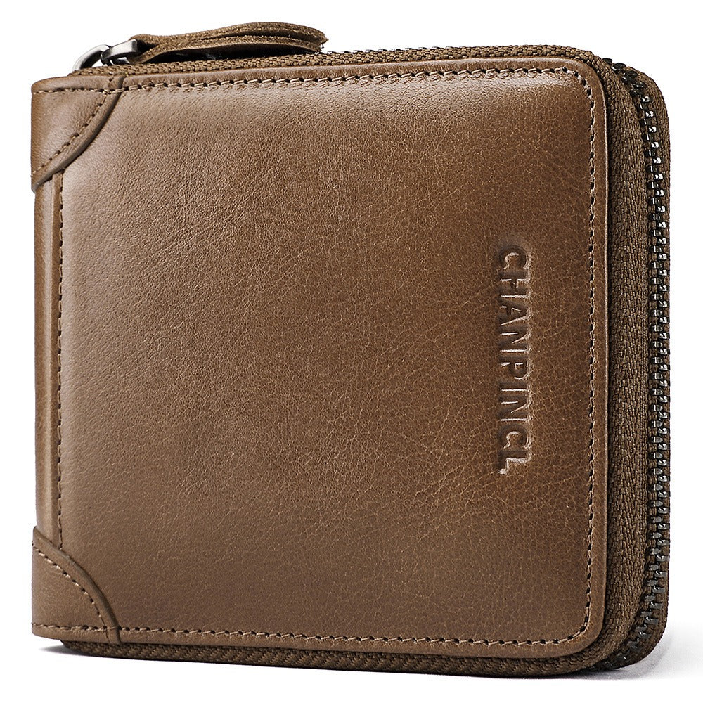 Men's Wallet Leather Zipper Wallet