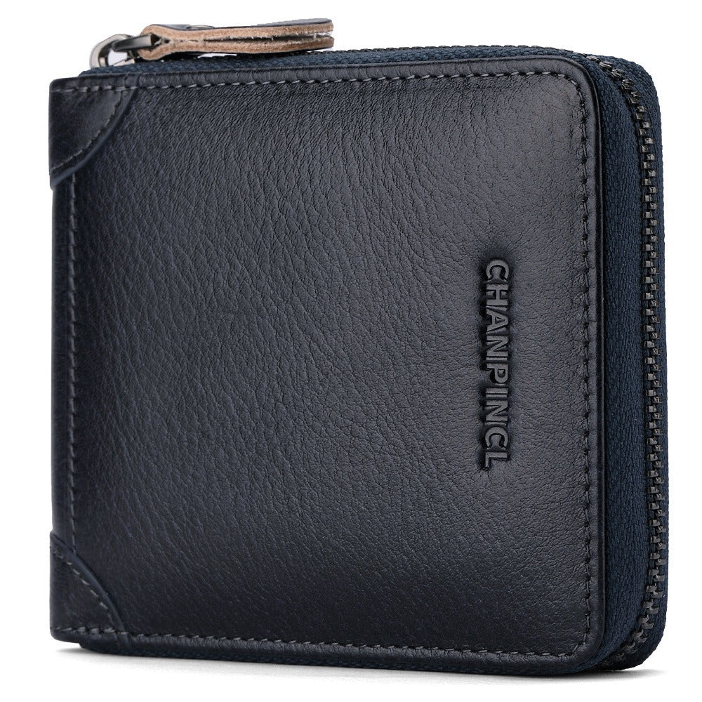 Men's Wallet Leather Zipper Wallet