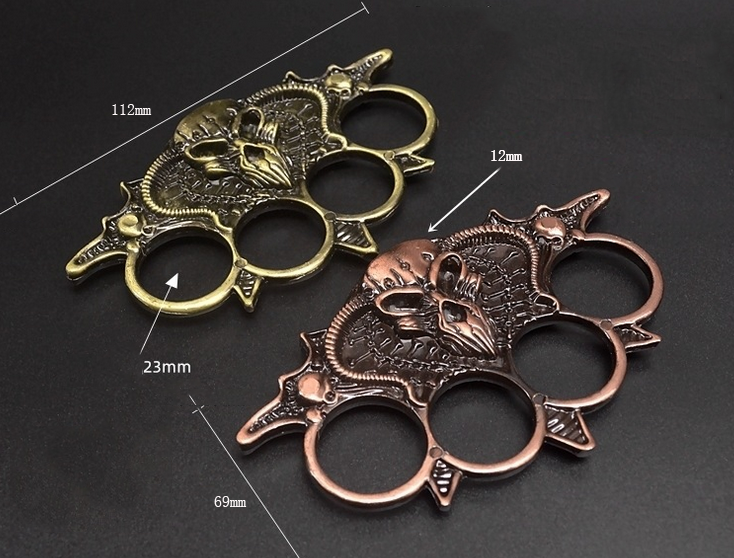 Martial Arts Fighter Skeleton Iron Four Finger Tiger Copper Ring Life Saving Ring