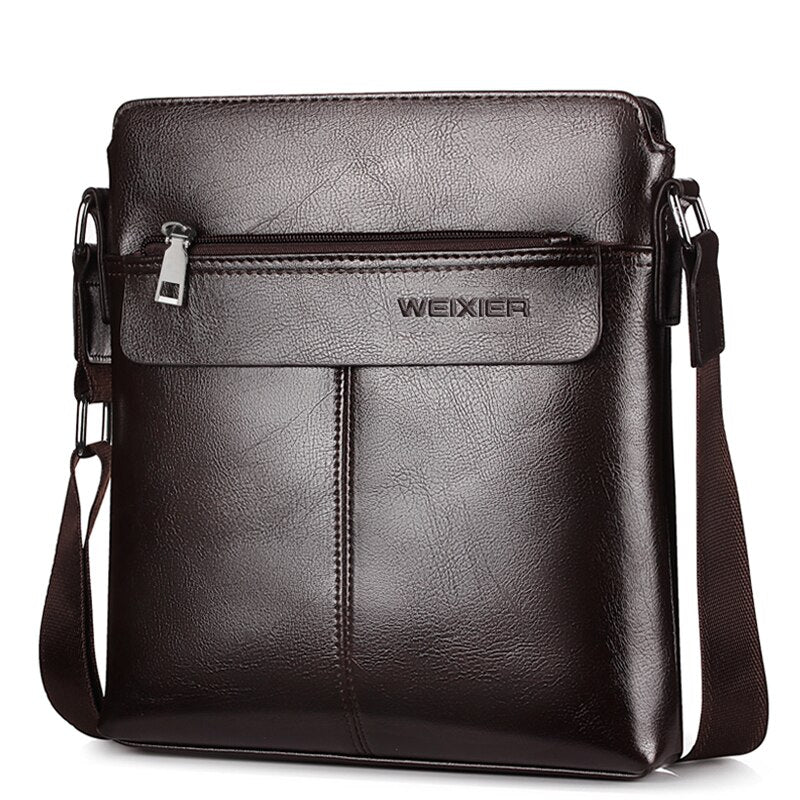 WEIXIER brand men's messenger bag zipper leather bag Ipad shoulder bag