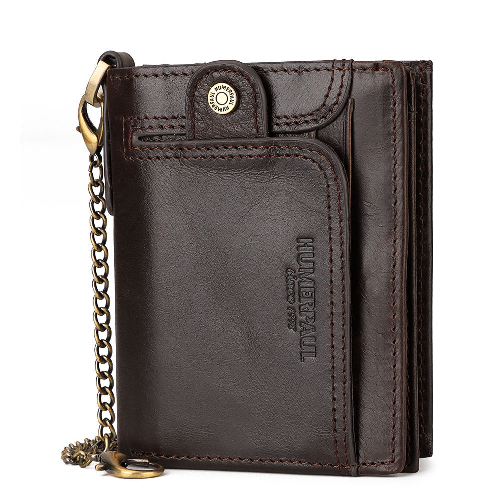 Men's Wallet Leather Zipper Wallet Large Capacity Multi-Card Coin Pocket