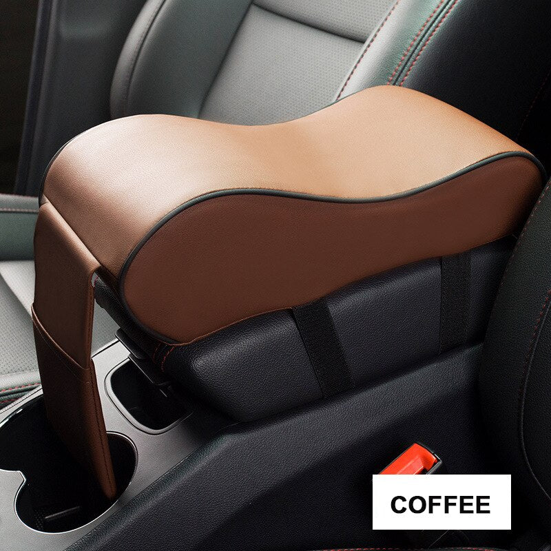 Leather Car Central Armrest Pad Black Auto Center Console Arm Rest Seat Box Mat Cushion Pillow Cover Vehicle Protective Styling