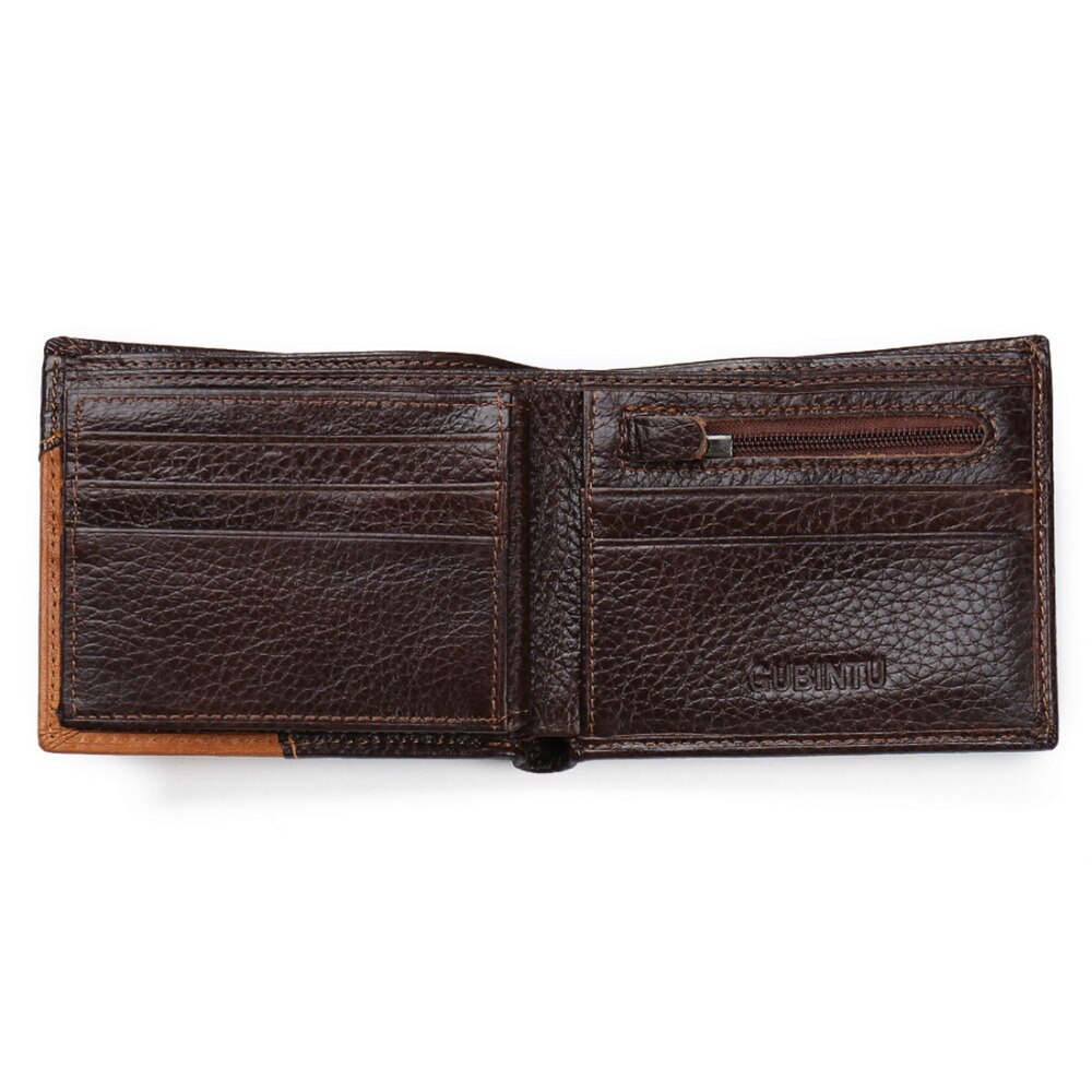 Genuine Leather Men Wallets Coin Pocket Zipper Real Men's Leather Wallet with Coin High Quality