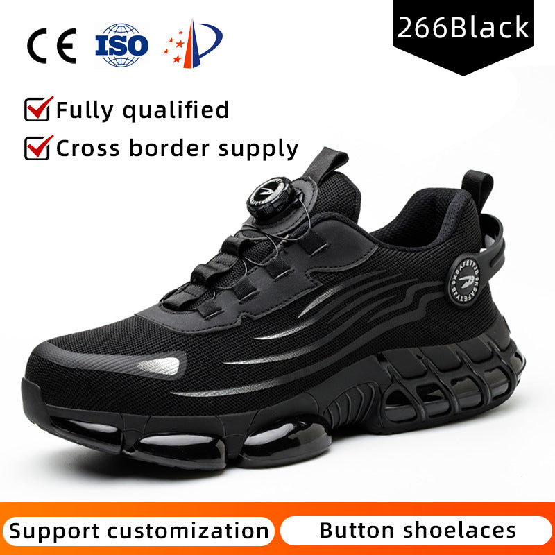 Button on/off no tie wear-resistant shoes anti piercing breathable and safe shoes