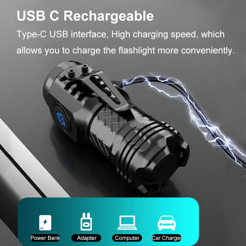 Rechargeable 3 LED 3000 Lumens 5 Modes Outdoor EDC Flashlight Power Outage Emergency Lighting