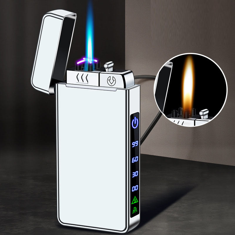 Gas electric triple fire metal windproof inflatable charging lighter personalized and creative trendy gift