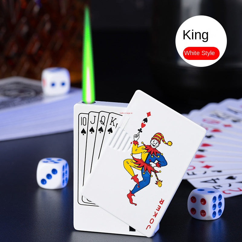 Poker Flush Lighter With Money Checker Light Refillable Windproof Green Flame Lighter