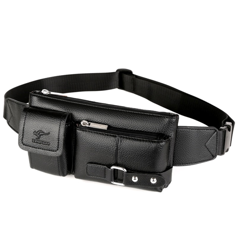 Waist Bag Men Leather Chest Bag Casual Belt Bags Sling Crossbody Waist Packs