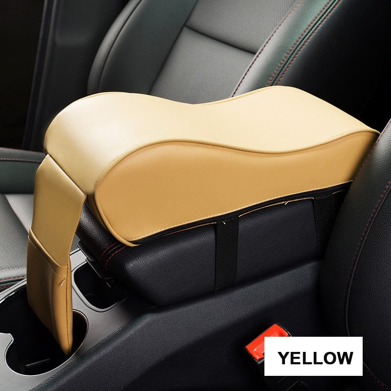 Leather Car Central Armrest Pad Black Auto Center Console Arm Rest Seat Box Mat Cushion Pillow Cover Vehicle Protective Styling
