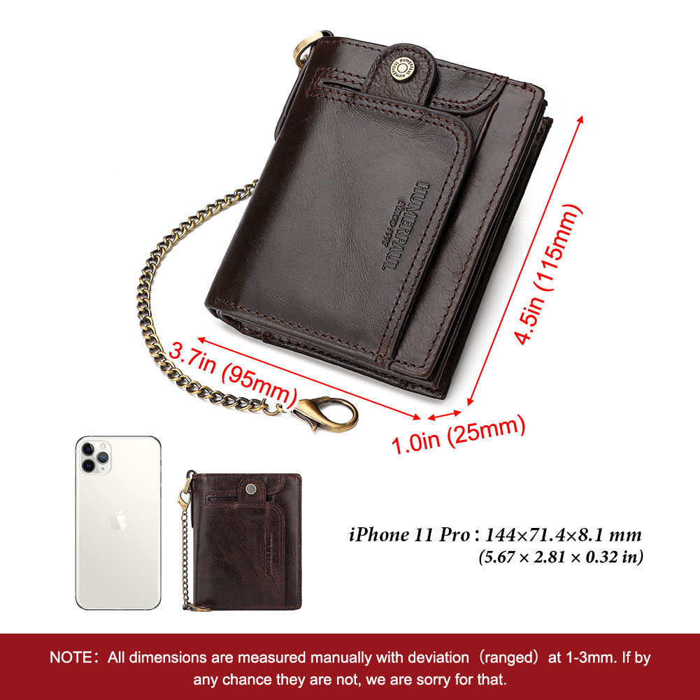 Men's Wallet Leather Zipper Wallet Large Capacity Multi-Card Coin Pocket