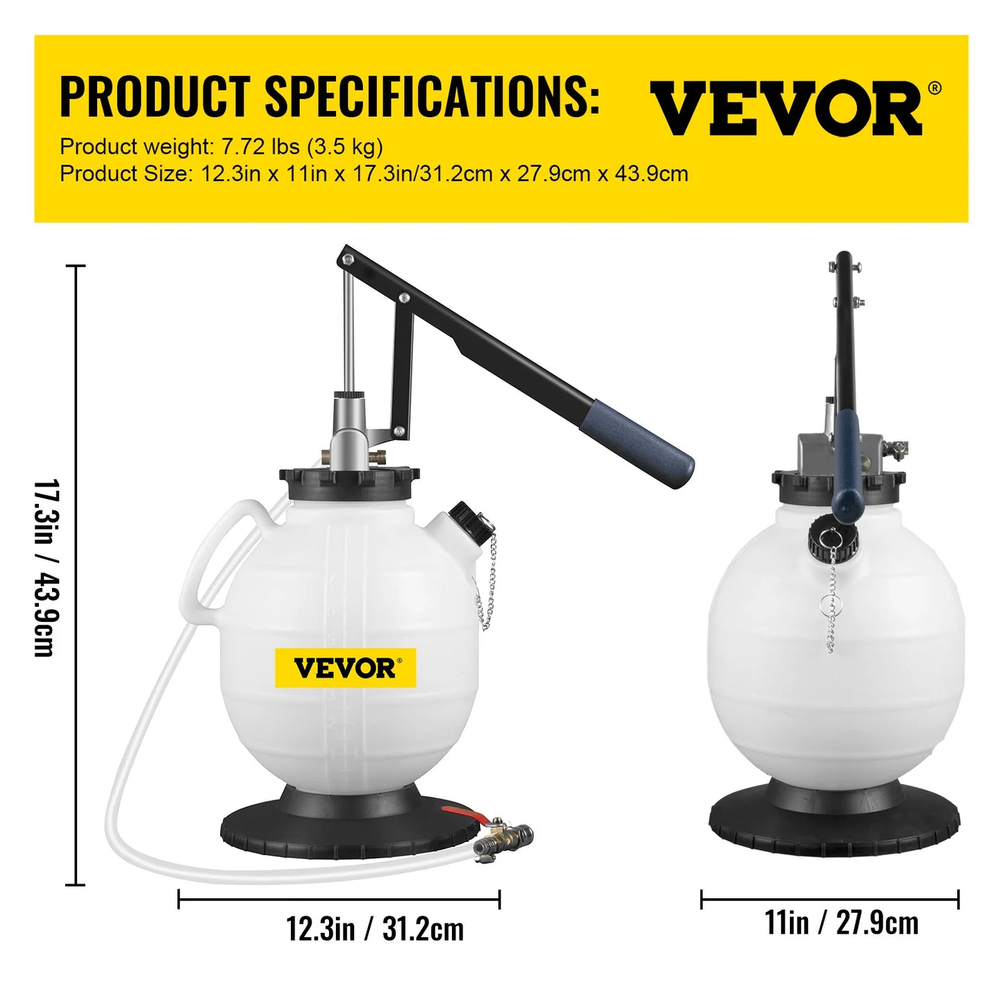 VEVOR Transmission Fluid Pump ATF Fluid Transfer Filler 7.5L with Control Valve & 15 Common Adapters Kit for Oil Replacement