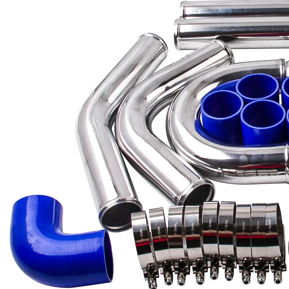 2.5 inch 64mm Universal Aluminum Intercooler Turbo Piping Kit+ Silicone+Clamp