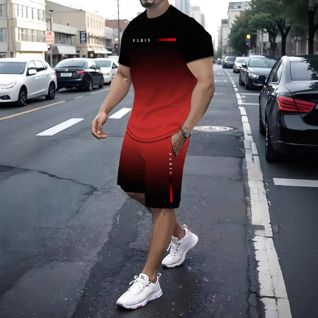 Printed Short-sleeved Shorts T-shirt Suit