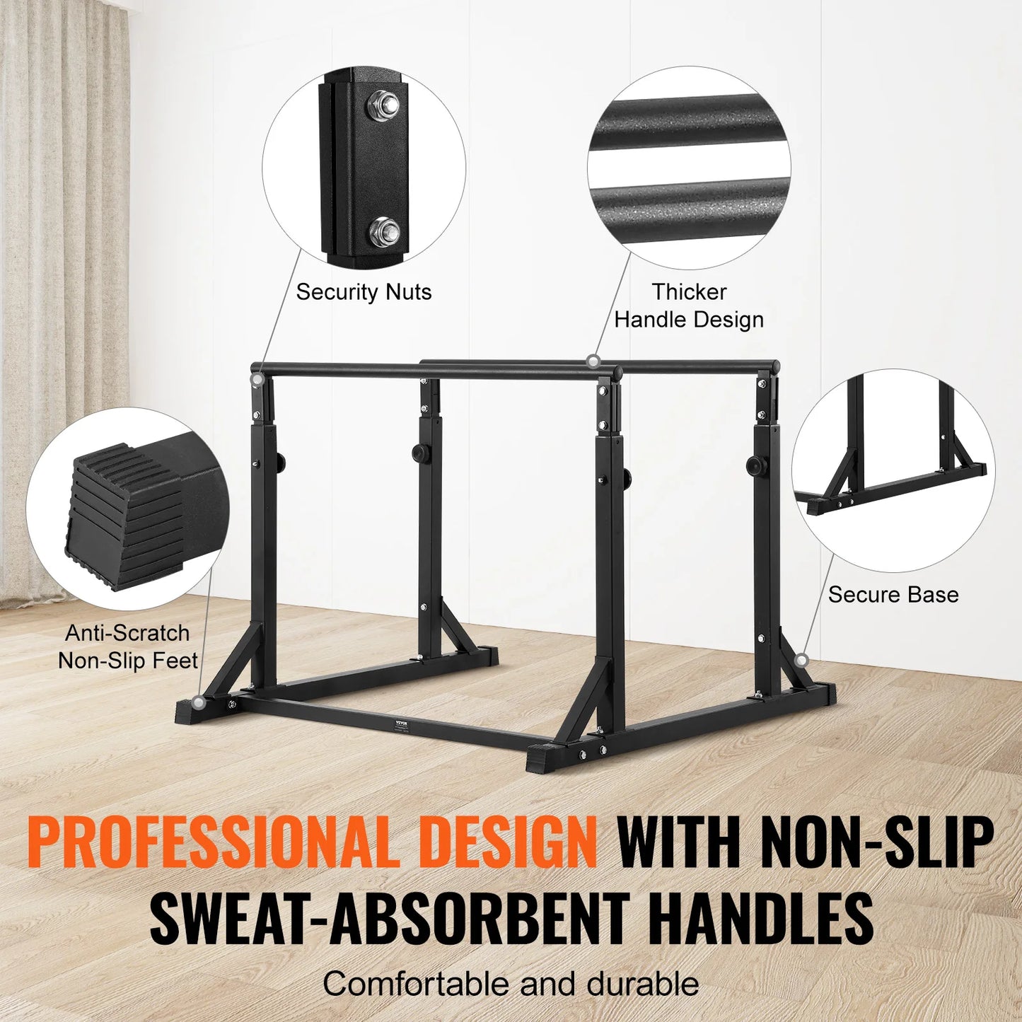Dip Bar 800lbs Capacity Heavy Duty Dip Stand Station with Adjustable Height Parallel Bar for Strength Training Home Gym
