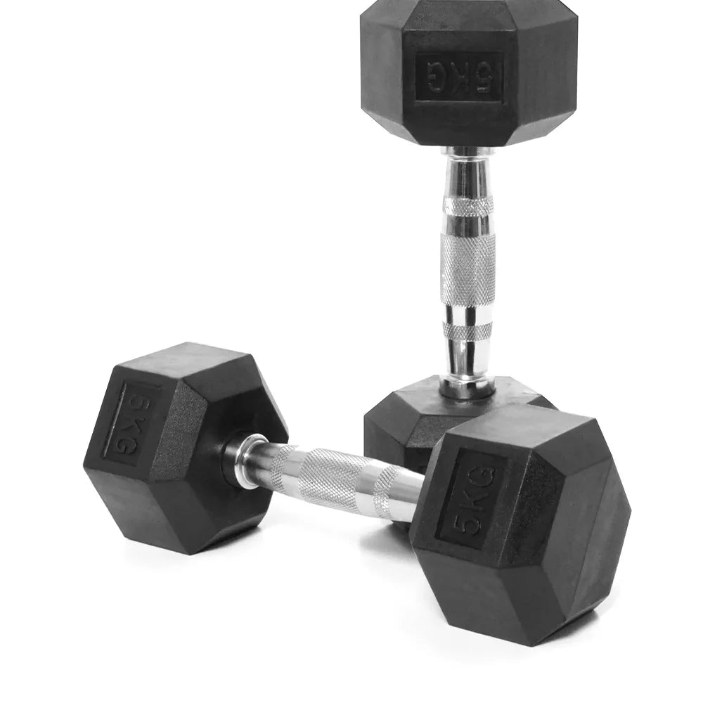 2pc 2.5kg/ 5kg/7.5kg Hexagon Dumbbells Gym Weights for Exercise Dumbbell Equipment Home Rubber Dumbbells