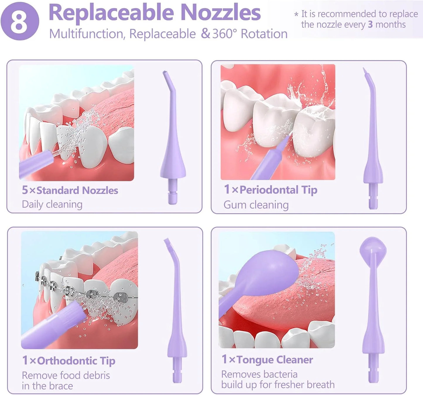 Water Flossers for Teeth Dental Oral Irrigator Cordless Rechargeable for Braces for Travel Teeth Cleaning 5 Cleaning Modes