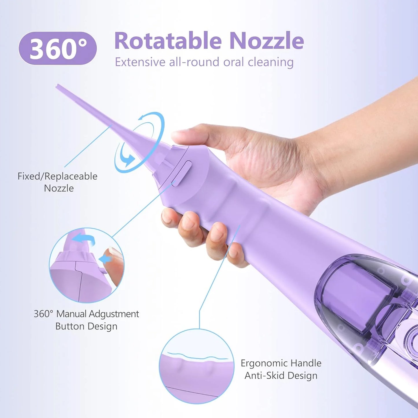 Water Flossers for Teeth Dental Oral Irrigator Cordless Rechargeable for Braces for Travel Teeth Cleaning 5 Cleaning Modes