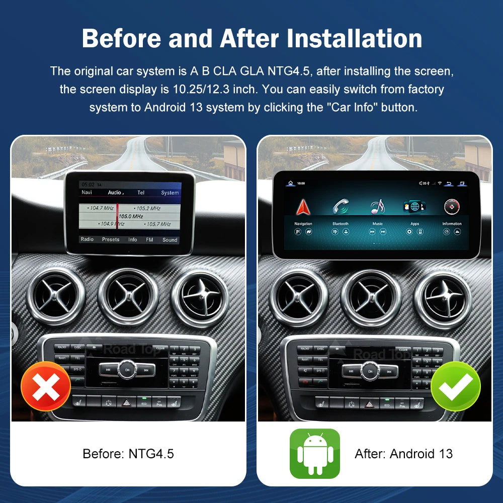 Android 13 Touch Screen for Mercedes Benz A B CLA GLA W176 X117 X156 W463 W246 2013-2015 GPS Carplay Android Auto Car Radio