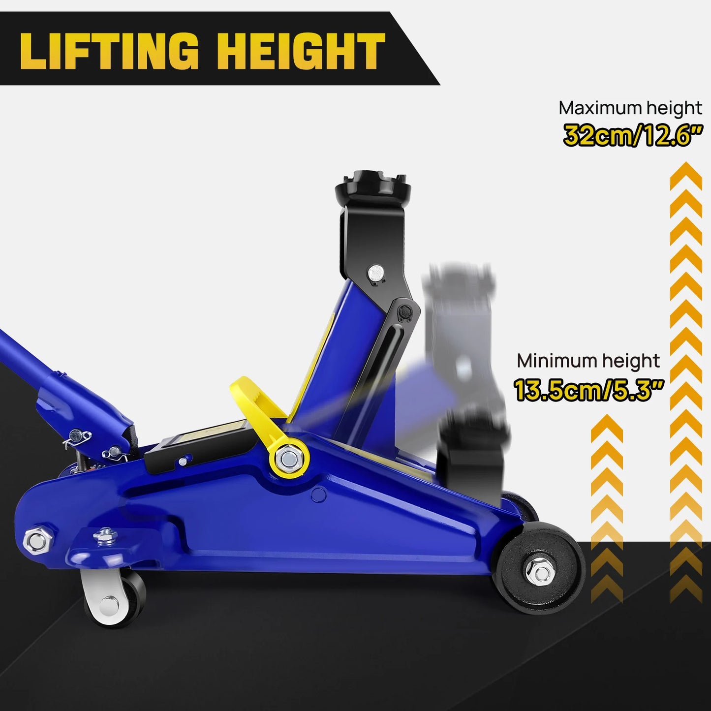 DayPlus Hydraulic Trolley Floor Jack 2 Ton Portable Heavy Duty Car Lift with Carry Case Steel handle Profile Tyre Repair Tools