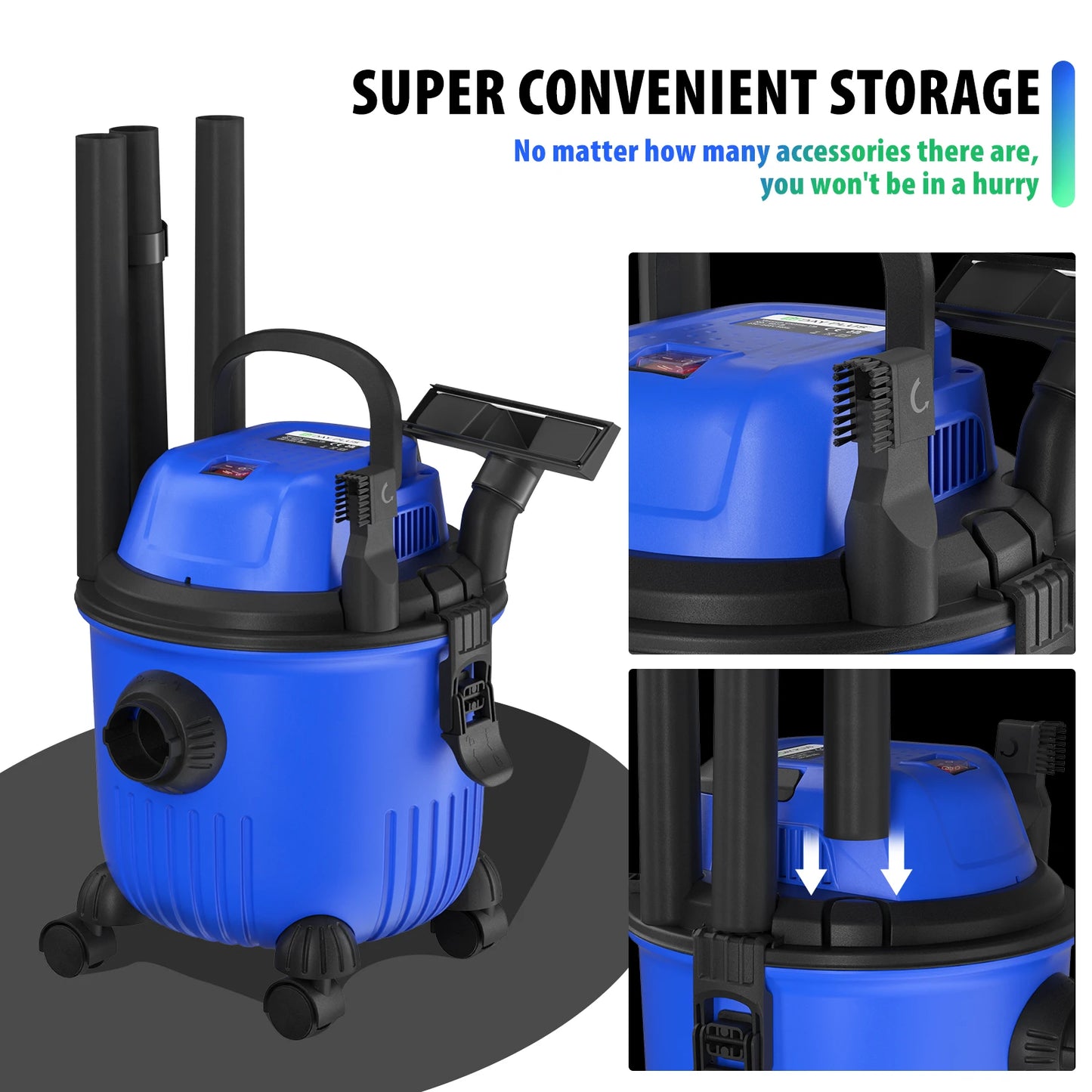 Wet And Dry Vacuum Cleaner with 15L Tank, 1800W, 16Kpa, 3-in-1 Cleaning Vacuum Blow Function, Electric Vacuum Cleaners, 2m Cord