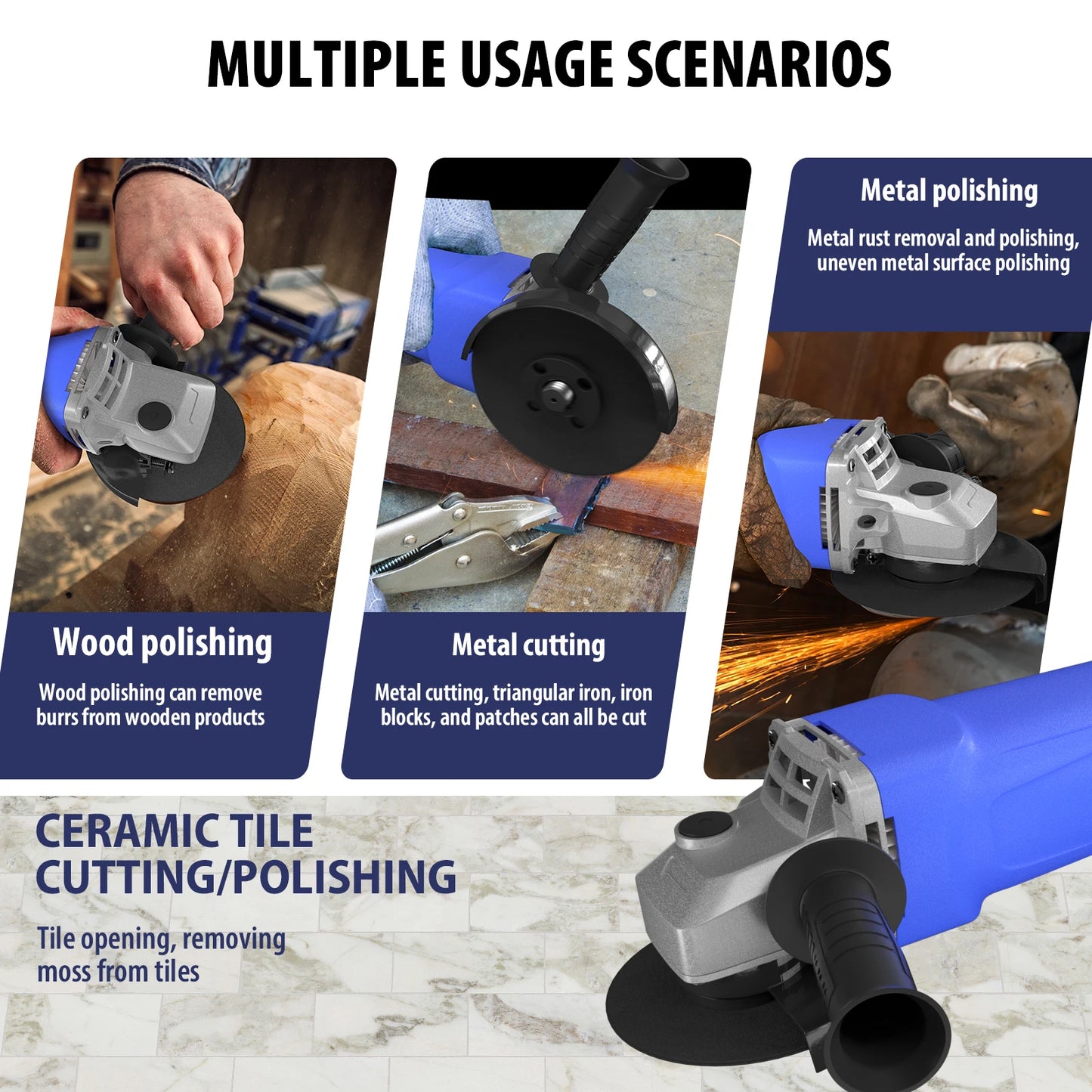 Professional Corded Angle Grinder 900W Angle Grinder for Cutting, Sanding, Polishing and Grinding, 12000RPM Speed,115mm Disc