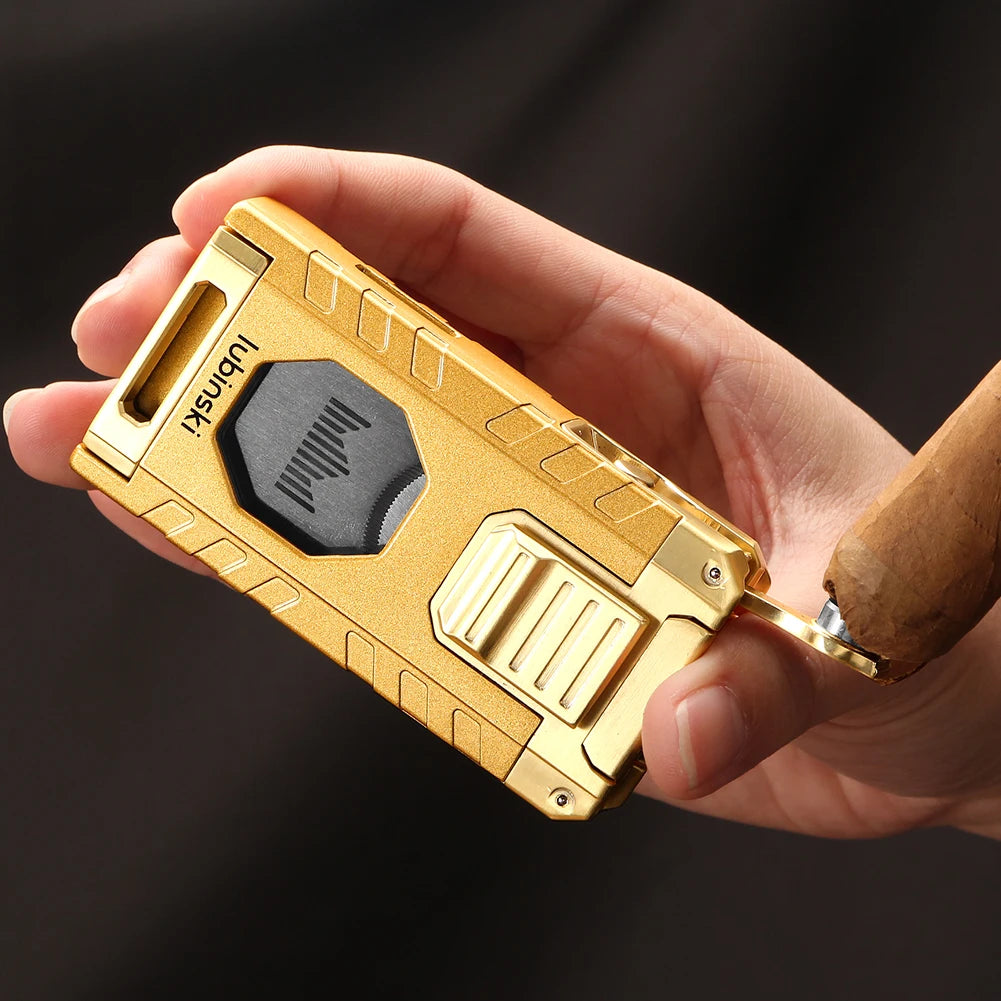 LUBINSKI Cigar Lighter Gas Torch Jet Blue Flame Lighters Smoking Cutter Cigar Accessories Cigar Tool