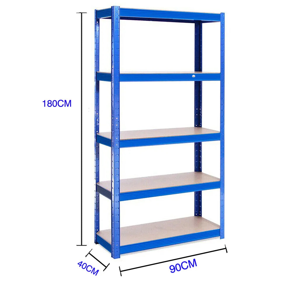 DayPlus Shelving Unit Garage Storage Shelves 180x90x40cm 5 Tier Metal Shelf Rack Boltless Height Adjustable for Home Shop Shed
