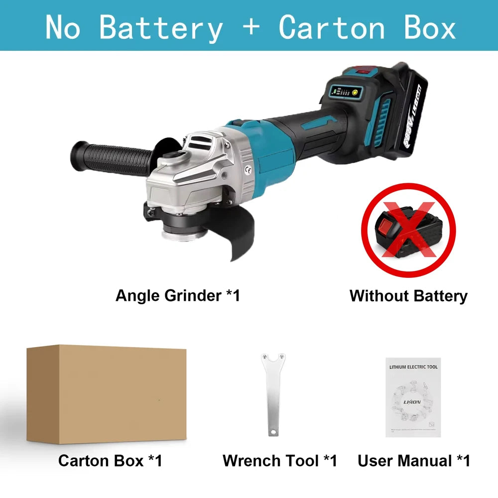 125MM Brushless Electric Angle Grinder Variable Speed M14 Cutting Power Tool for Makita 18v Battery