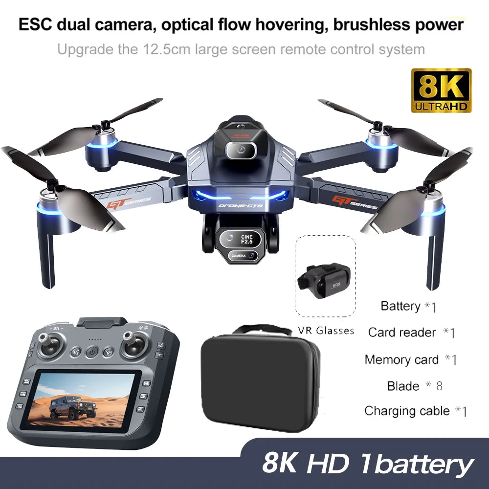 GT8 Drone GPS 8K Professional HD 360° Dual Cameras 5G WIFI Brushless Motors Obstacle Avoidance Foldable Quadcopter