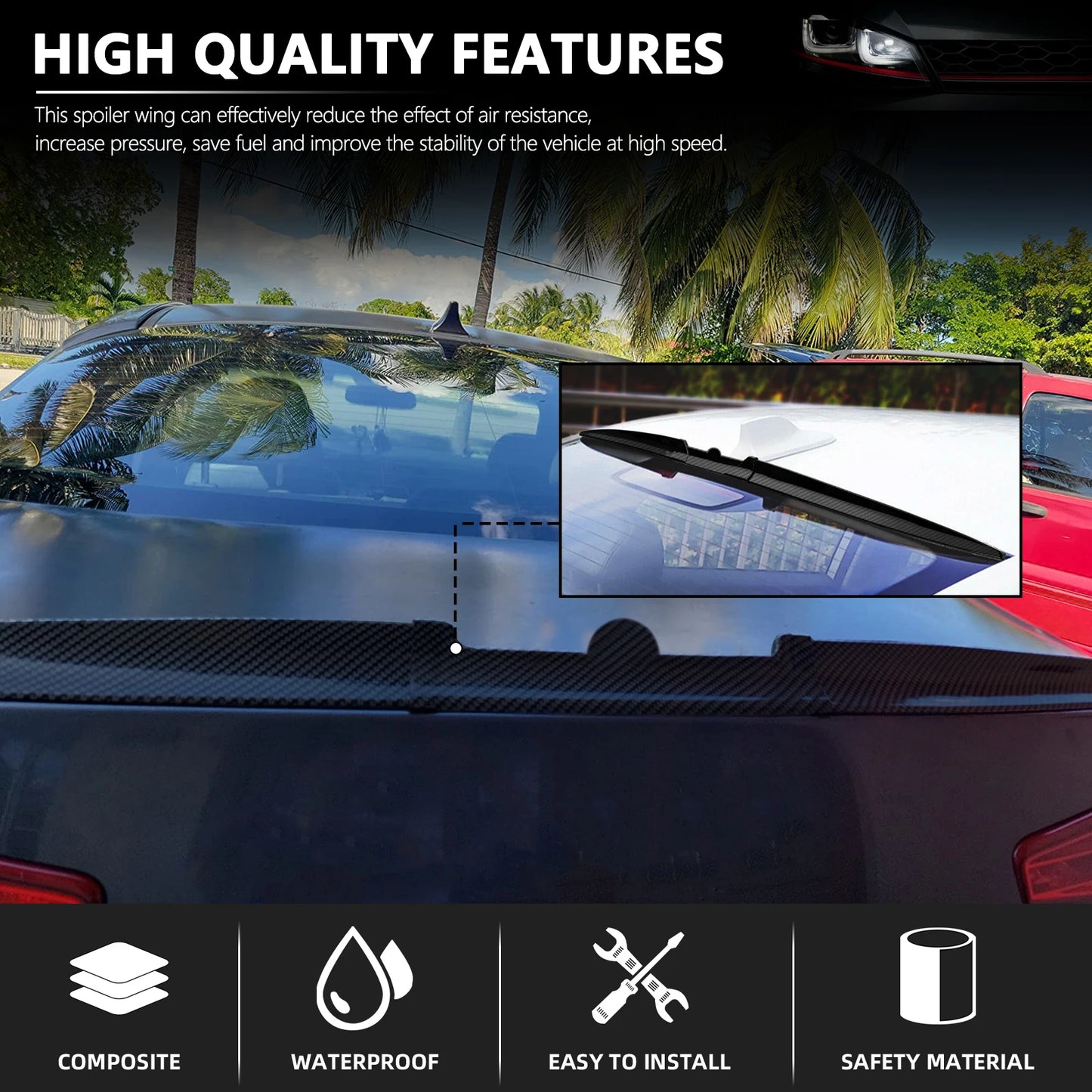 Universal Car Spoiler Roof Rear Tail Wing Trunk DIY Refit Decoration Auto Racing