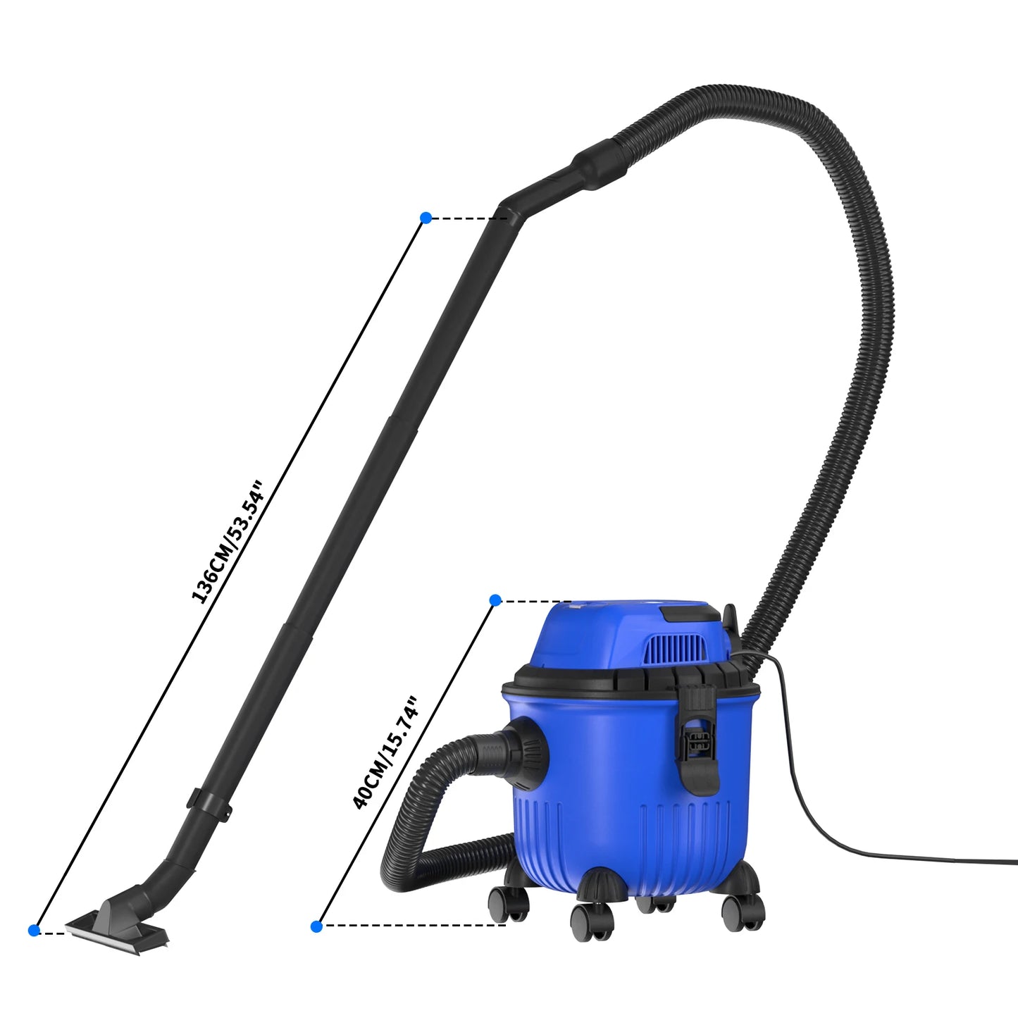 Wet And Dry Vacuum Cleaner with 15L Tank, 1800W, 16Kpa, 3-in-1 Cleaning Vacuum Blow Function, Electric Vacuum Cleaners, 2m Cord