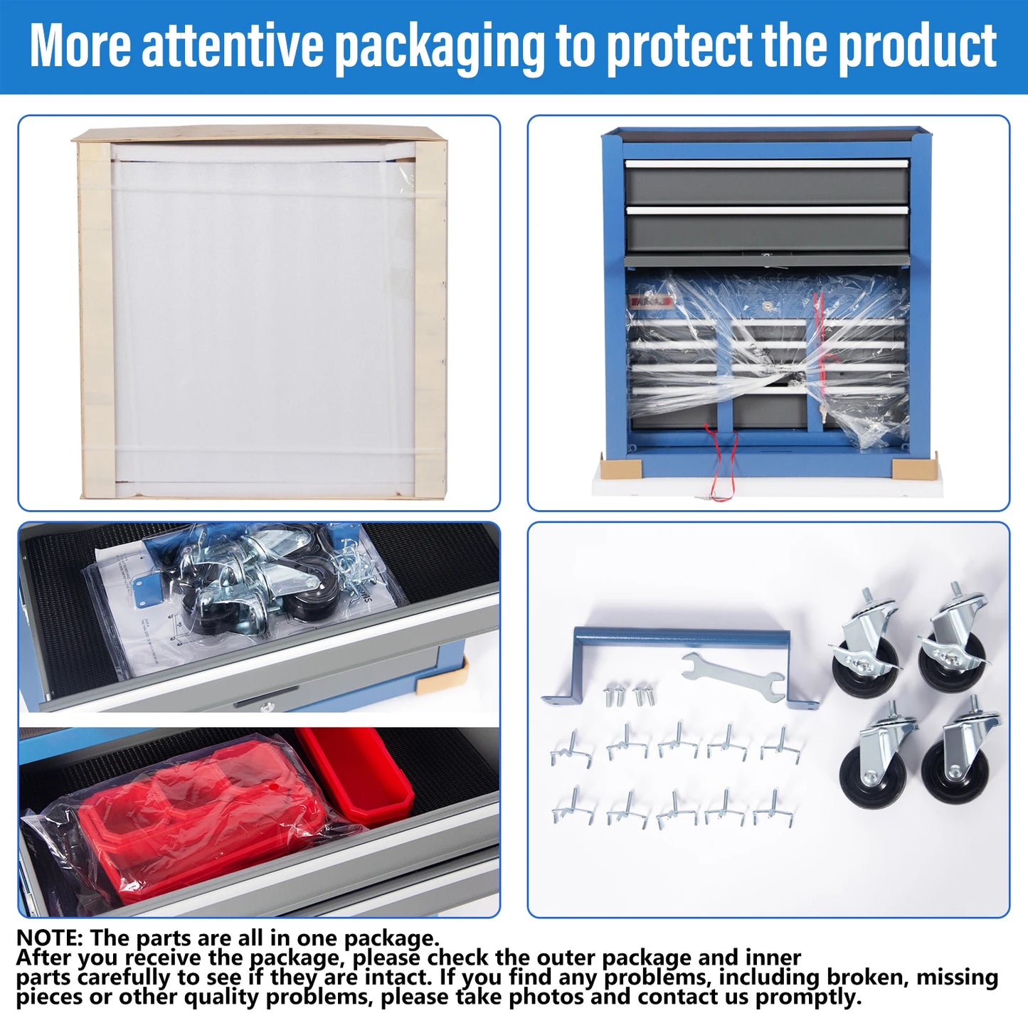 Large 8 Drawers Tool Chest,Rolling Tool Chest with Wheels,Heavy Duty Tool Storage Cabinet,with Tool Box Organizer