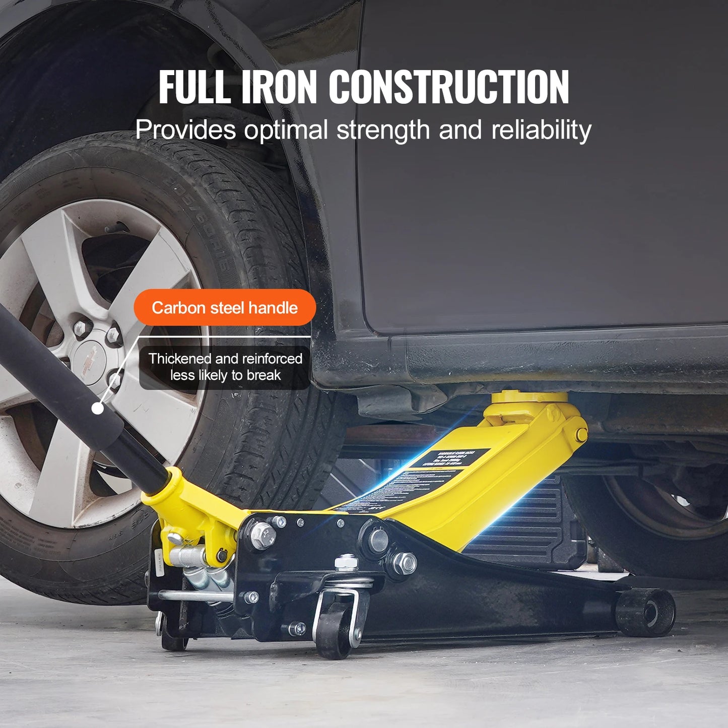 VEVOR 2T Low Profile Floor Jack , Heavy Duty Iron Hydraulic Racing Floor Jack, Hydraulic Car Jack, Single Piston Lift Pump