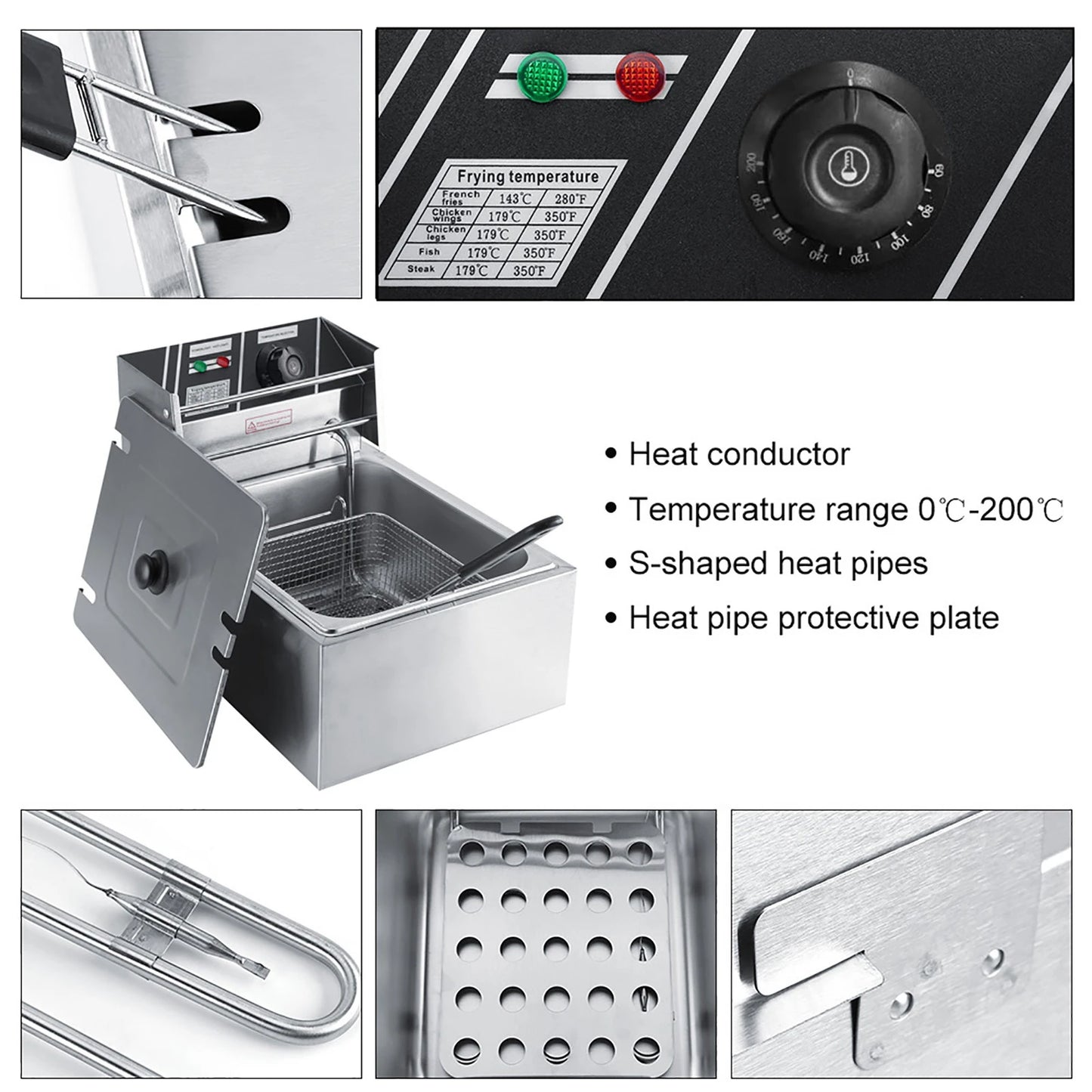 6L Stainless Steel Electric Fryer with Basket for Commercial & Home Use Electric Fryer Fryer Stainless Steel Fryer