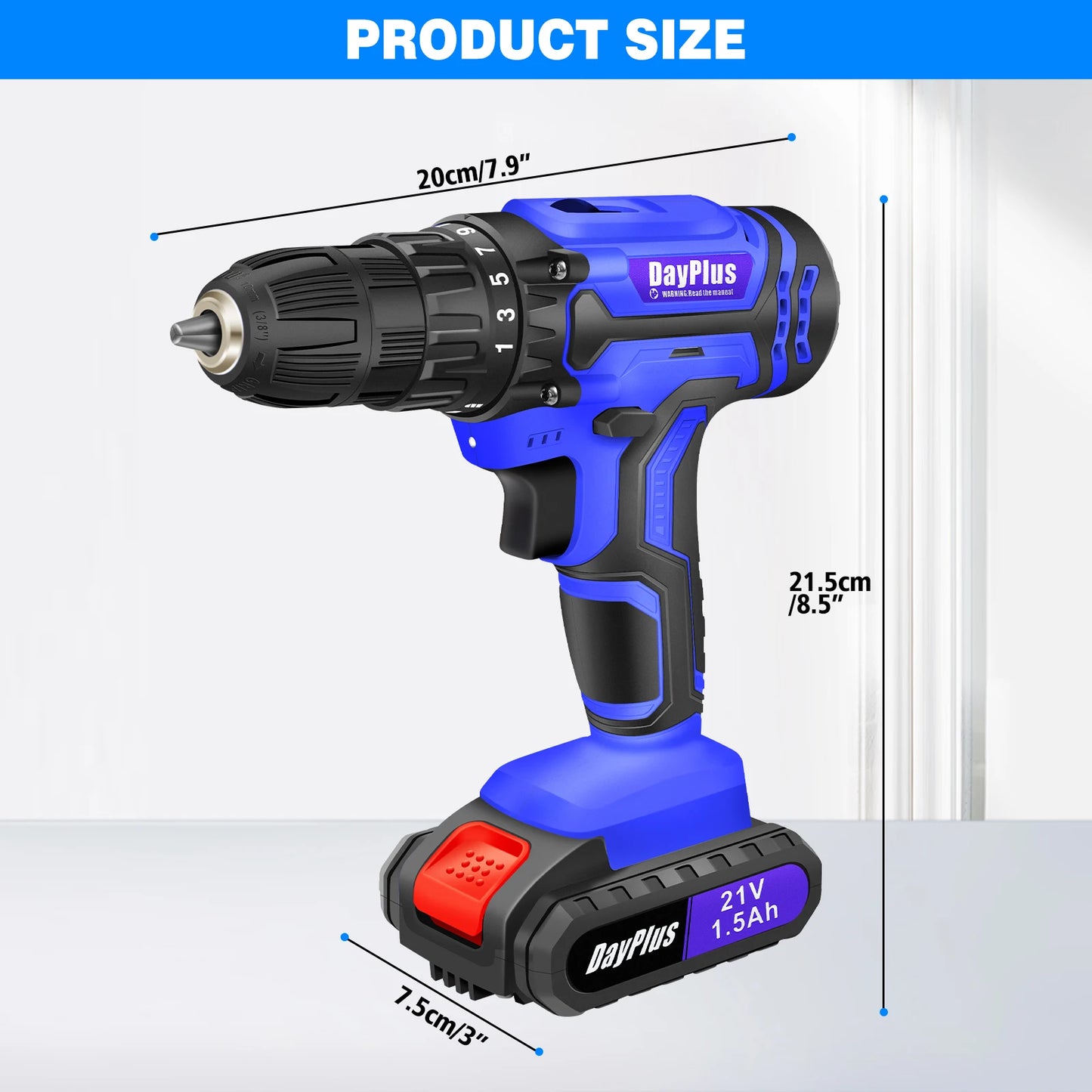 21V Cordless Power Drill,Handheld Screwdriver Drill Set with 25+1 Torque Setting,1.5AH Li-ion Battery&Fast Charger,2-Gear Drill