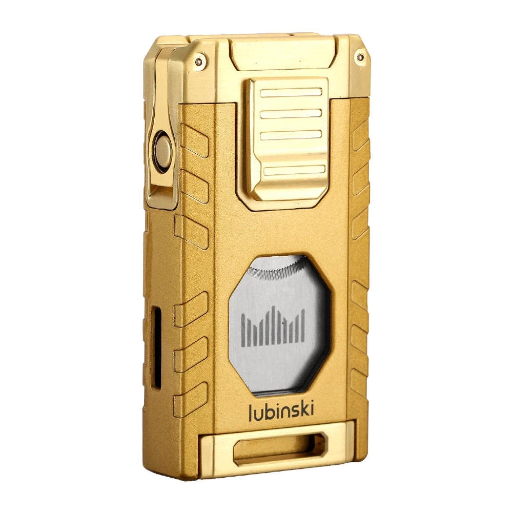 LUBINSKI Cigar Lighter Gas Torch Jet Blue Flame Lighters Smoking Cutter Cigar Accessories Cigar Tool
