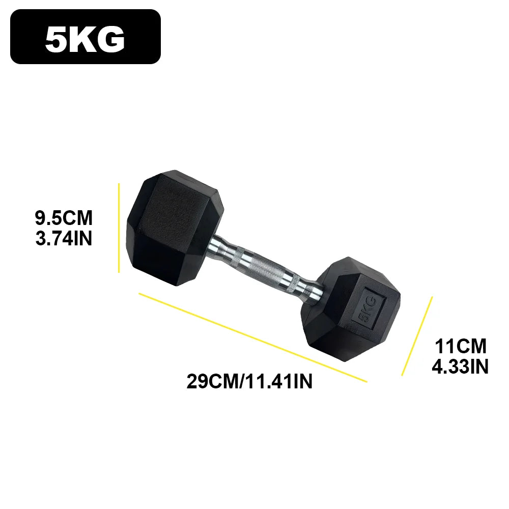 2pc 2.5kg/ 5kg/7.5kg Hexagon Dumbbells Gym Weights for Exercise Dumbbell Equipment Home Rubber Dumbbells