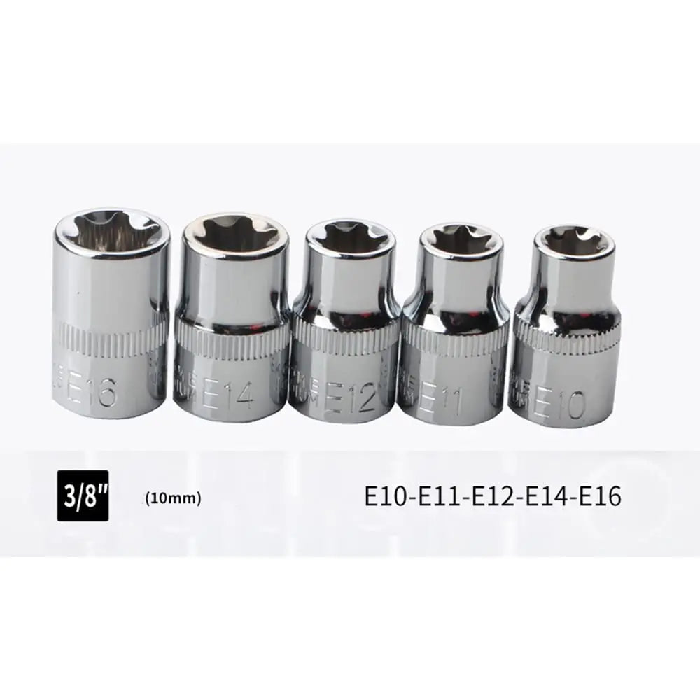 14PCS Female E-Torx Star Socket Set with Case 1/4, 3/8, 1/2 in. Drive External Star Socket Set E4-E24 Torque Socket Set