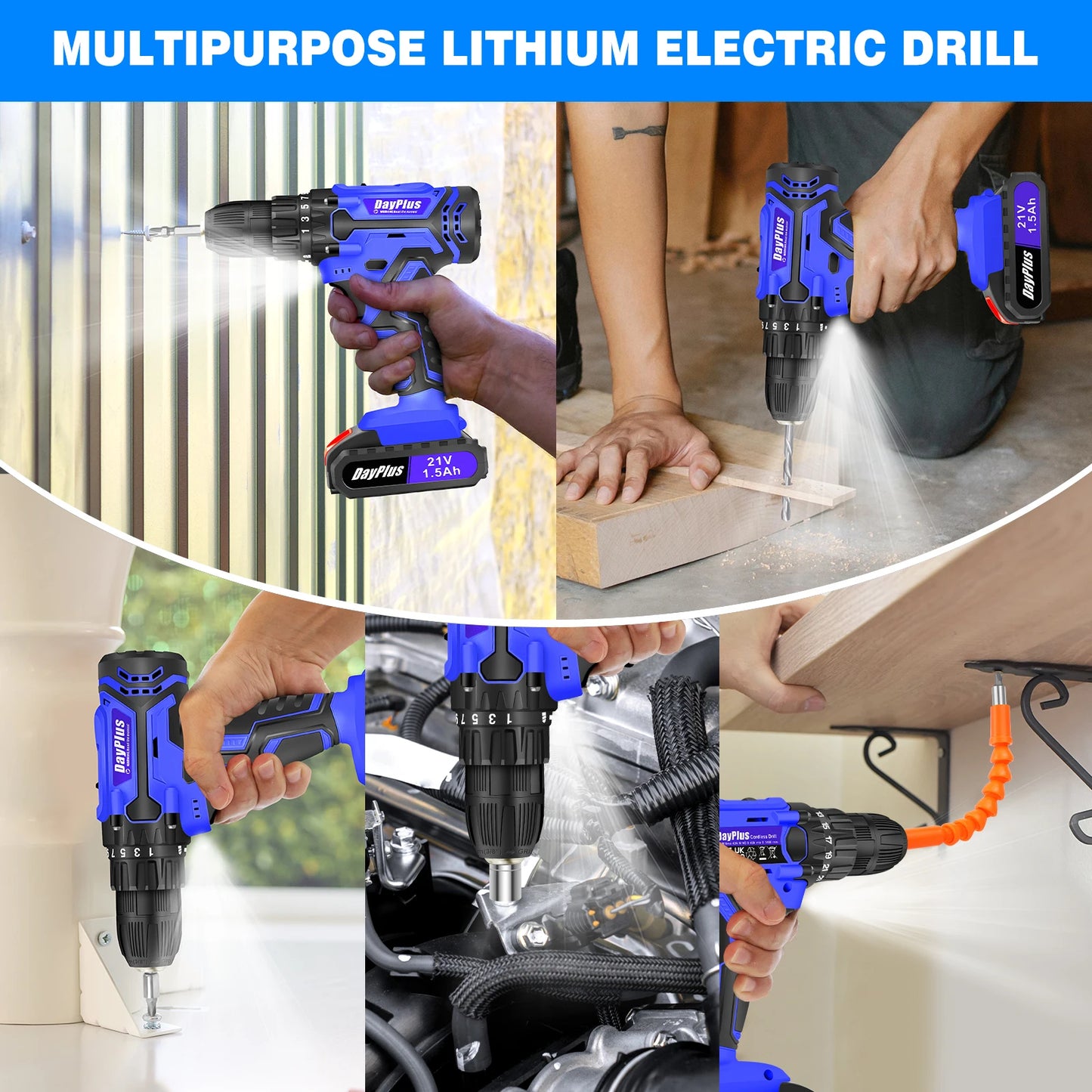 21V Cordless Power Drill,Handheld Screwdriver Drill Set with 25+1 Torque Setting,1.5AH Li-ion Battery&Fast Charger,2-Gear Drill