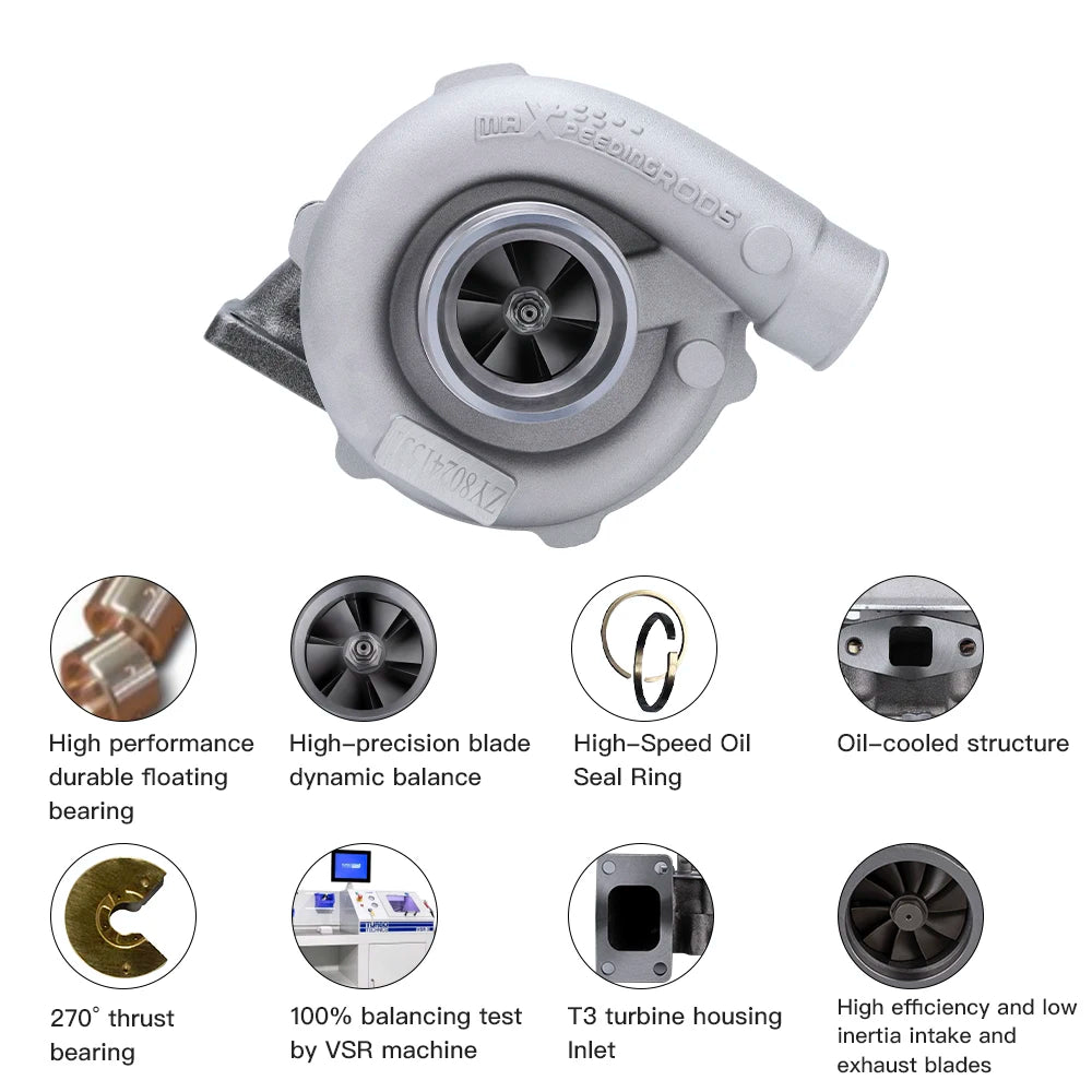 T3 T4 T04E .57 A/R Universal 5 Bolts Turbo Turbocharger for 1.5L to 2.5L 400HP T3 Flange