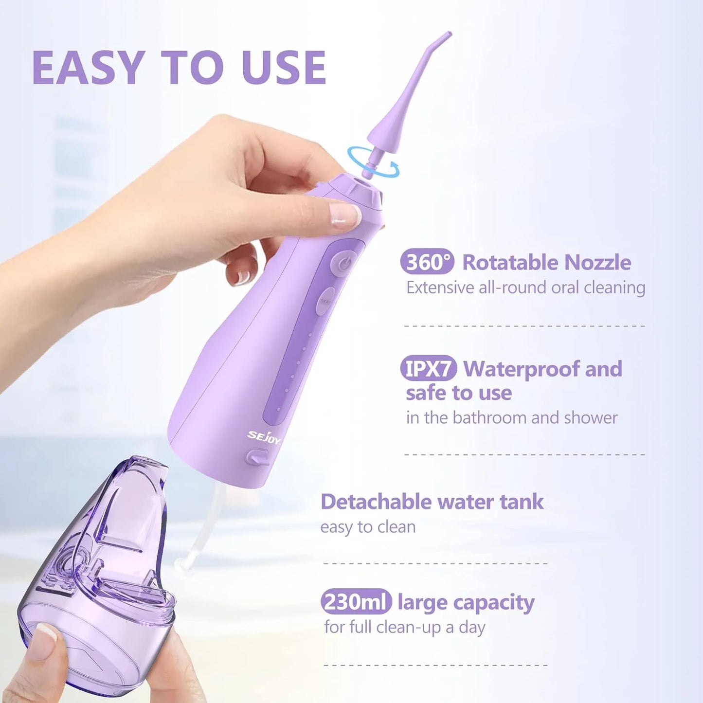 Water Flossers for Teeth Dental Oral Irrigator Cordless Rechargeable for Braces for Travel Teeth Cleaning 5 Cleaning Modes